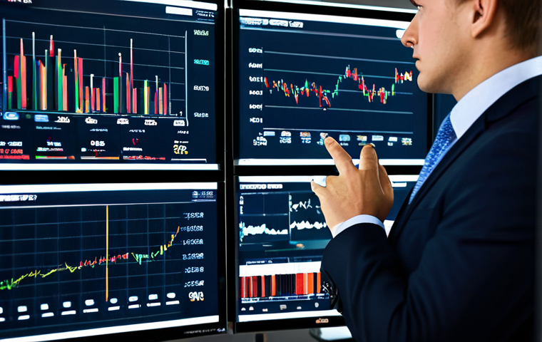 A focused professional investment fund advisor, fully clothed in a sharp, modest business suit, intently analyzing complex financial charts and data on multiple large screens in a sleek, modern trading room. The scene emphasizes a deep understanding of market trends and investment products. Perfect anatomy, correct proportions, natural pose, well-formed hands, proper finger count. Professional photography, high detail, sharp focus, vibrant colors, cinematic lighting, safe for work, appropriate content, professional, family-friendly.
