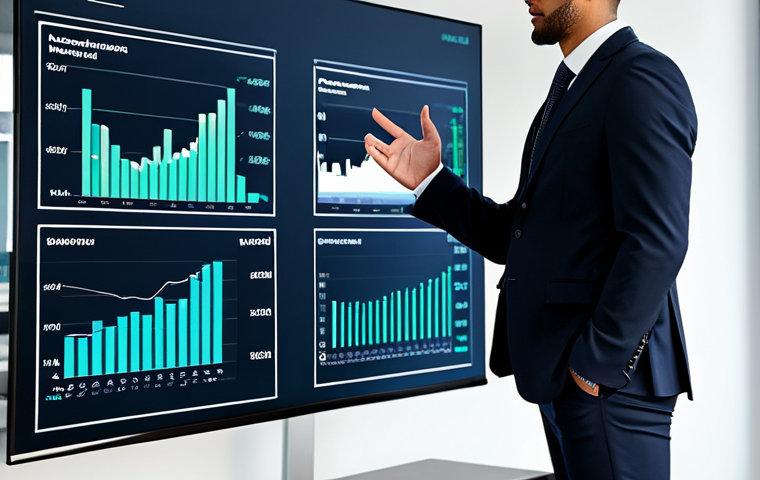A professional male financial advisor, fully clothed in a modest dark business suit, stands confidently beside a sophisticated digital display in a modern, well-lit office. The screen shows clear, simplified financial data visualizations, emphasizing transparency and investor protection. A female client, also fully clothed in professional attire, observes with understanding. The scene conveys clarity and trust in financial guidance. Perfect anatomy, correct proportions, natural pose, well-formed hands, proper finger count, natural body proportions, professional photography, high quality, appropriate content, safe for work, modest clothing.