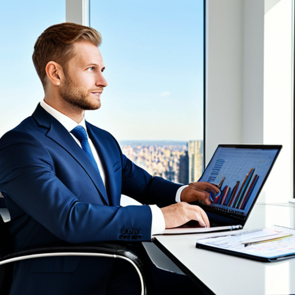 **

"A professional financial advisor, fully clothed in a tailored business suit, sitting at a modern desk with a laptop displaying financial charts. Background: A bright, contemporary office with large windows overlooking a cityscape.  Perfect anatomy, correct proportions, natural pose, well-formed hands, proper finger count, natural body proportions, professional photography, high quality, safe for work, appropriate content, fully clothed, professional, family-friendly."

**