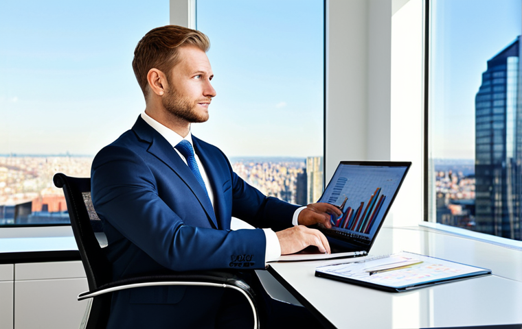 **

"A professional financial advisor, fully clothed in a tailored business suit, sitting at a modern desk with a laptop displaying financial charts. Background: A bright, contemporary office with large windows overlooking a cityscape.  Perfect anatomy, correct proportions, natural pose, well-formed hands, proper finger count, natural body proportions, professional photography, high quality, safe for work, appropriate content, fully clothed, professional, family-friendly."

**