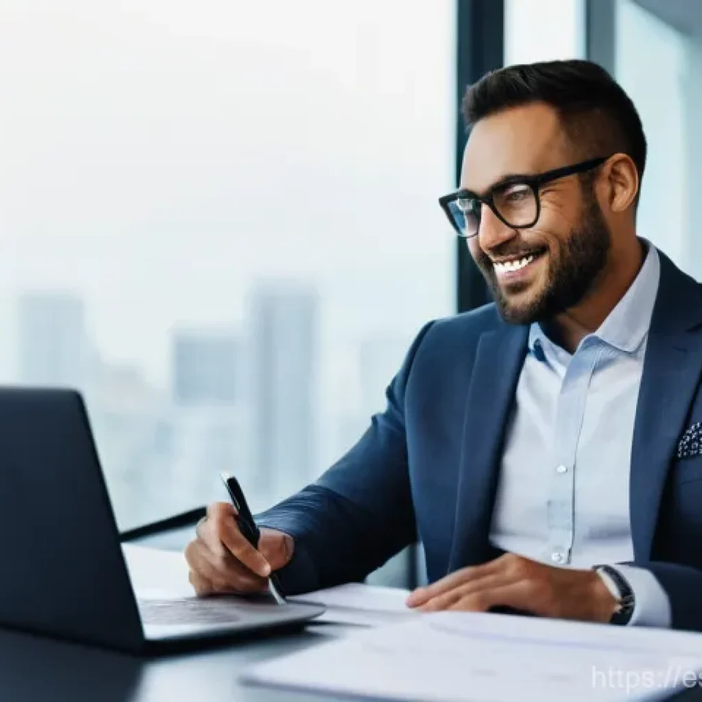 펀드투자상담사로서 업무 자동화 활용 - **Prompt:** "A male financial advisor, in his late 30s, with a warm, confident smile, sits comfortab...