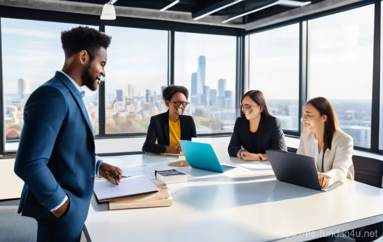 펀드투자상담사 관련 자격증 동향 - A dynamic and diverse group of five young professionals, aged 22-30, enthusiastically collaborating ...