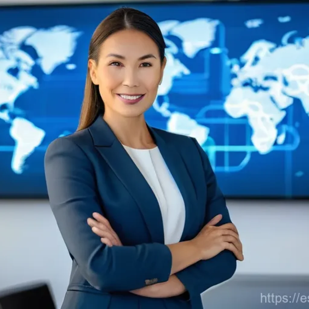 펀드투자상담사 자격증 해외 활용 가능성 - **Prompt:** A highly professional and confident female financial advisor, in her late 30s, stands in...