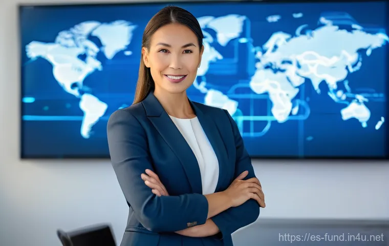 펀드투자상담사 자격증 해외 활용 가능성 - **Prompt:** A highly professional and confident female financial advisor, in her late 30s, stands in...