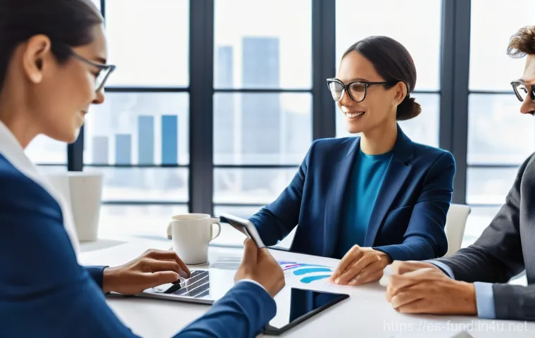 펀드투자상담사와 관련된 금융 기술 트렌드 - **Prompt:** A diverse group of people, including a young professional, a middle-aged couple, and a r...