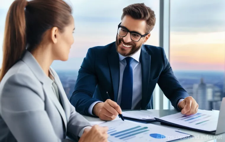 펀드투자상담사와 자산 관리 사례 연구 - **Prompt: The Guiding Hand of a Financial Advisor**
    "A bright and inviting scene set in a modern...